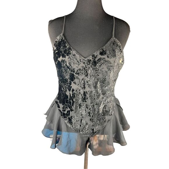 Morgan Taylor Tops - Fantasies Morgan Taylor black sheer velvet bodysuit medium lingerie sexy vintage